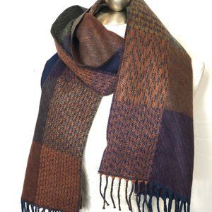 D & Y Softer Than Cashmere Scarf Browns & Plums 78" x 12" EUC